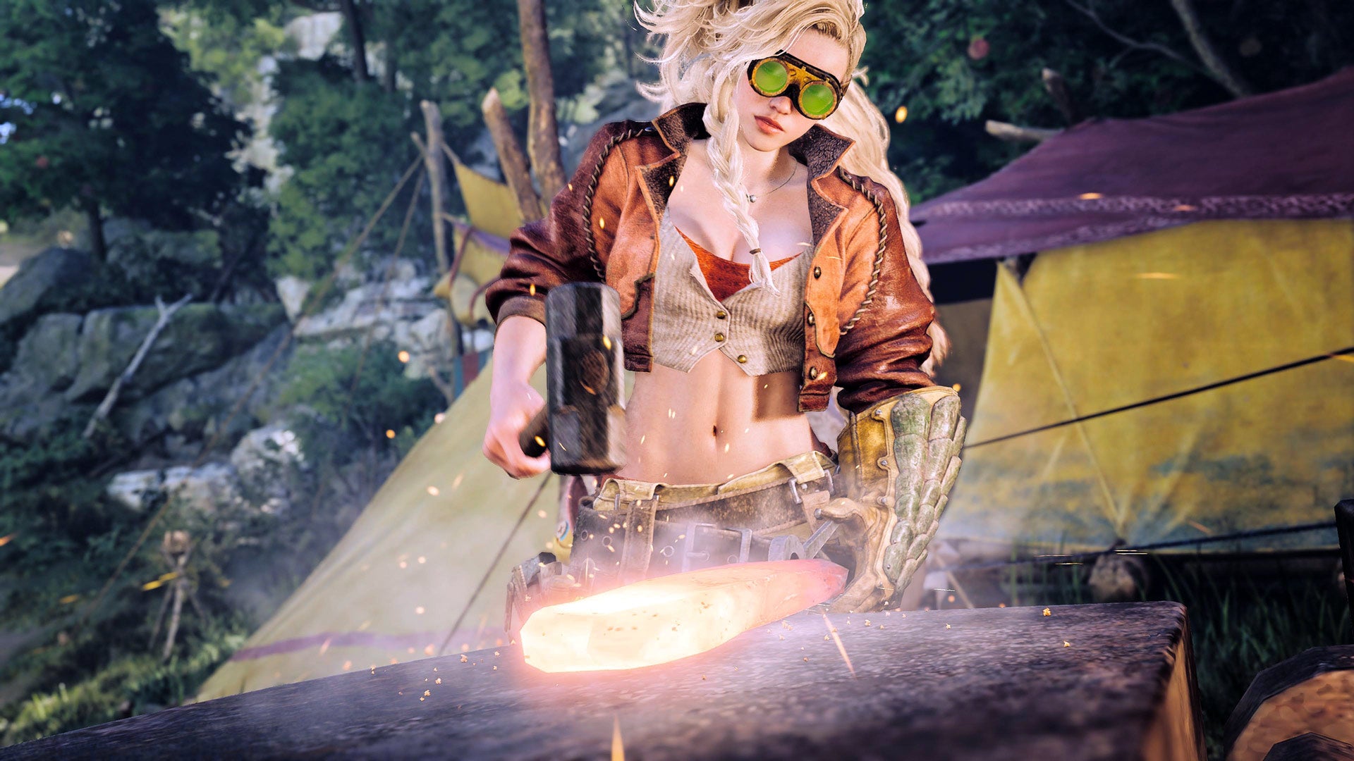 Gemma fixes some weapons.