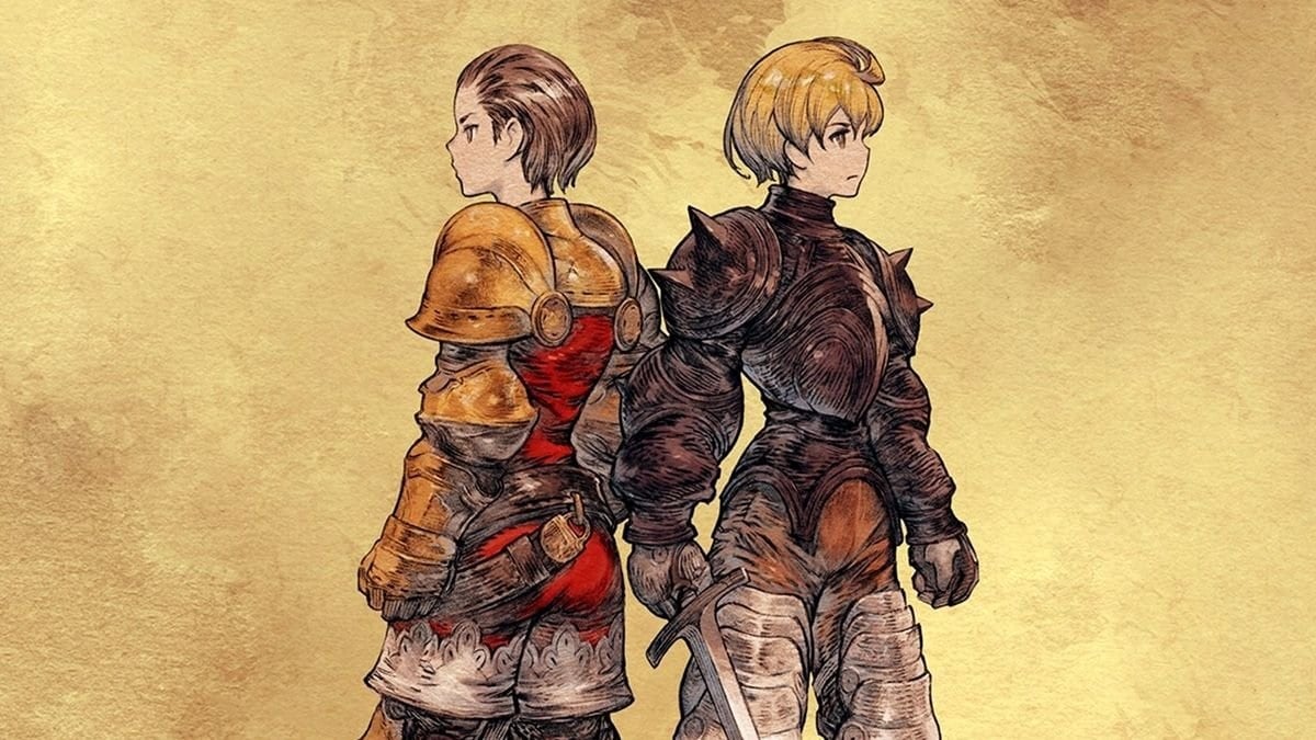 Delita and Ramza appear on the cover of the game.