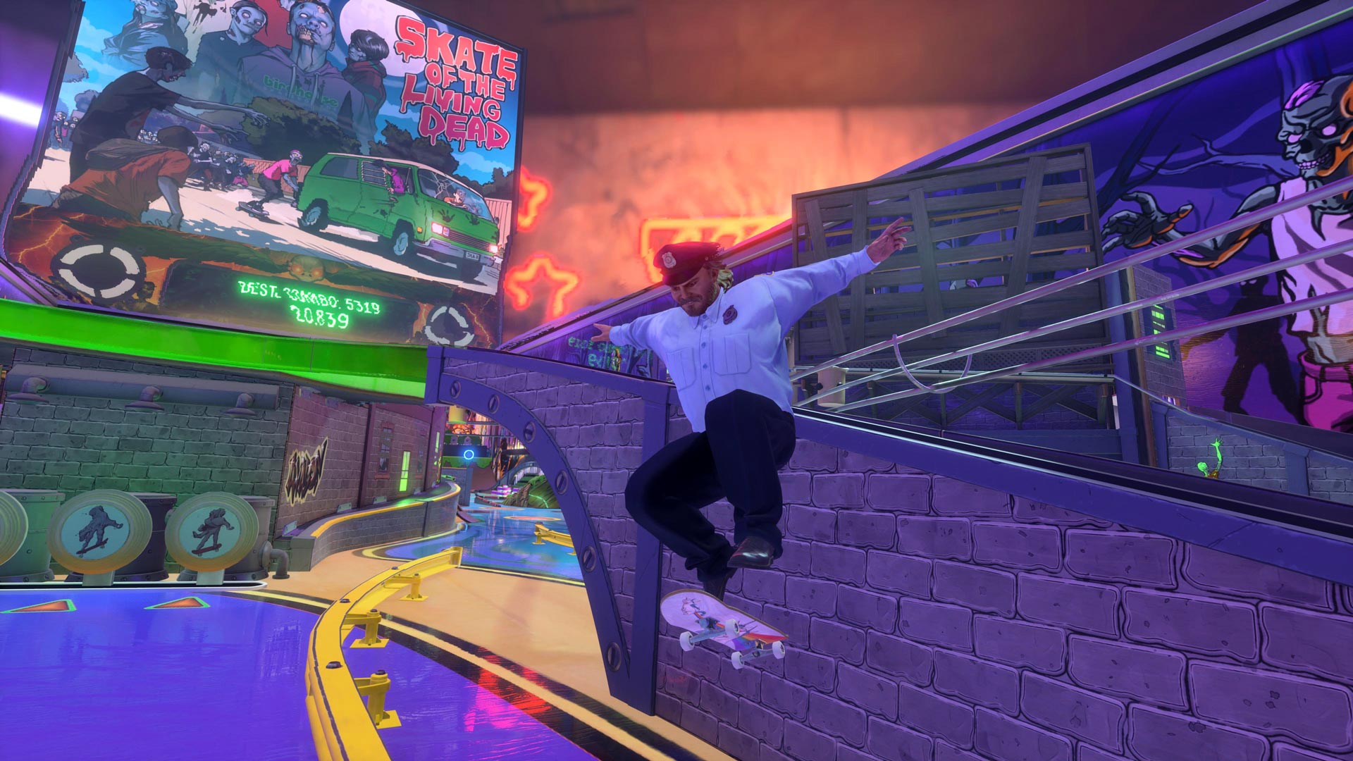 Officer Dick performs an Ollie on the Pinball map.