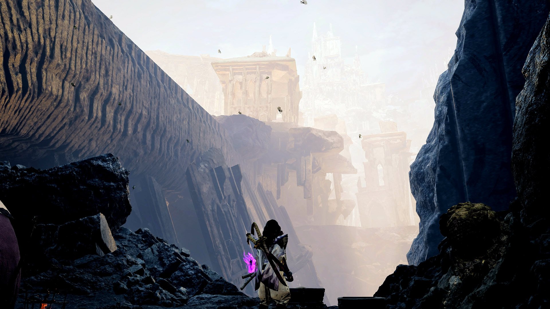 A hunter overlooks a hidden area.