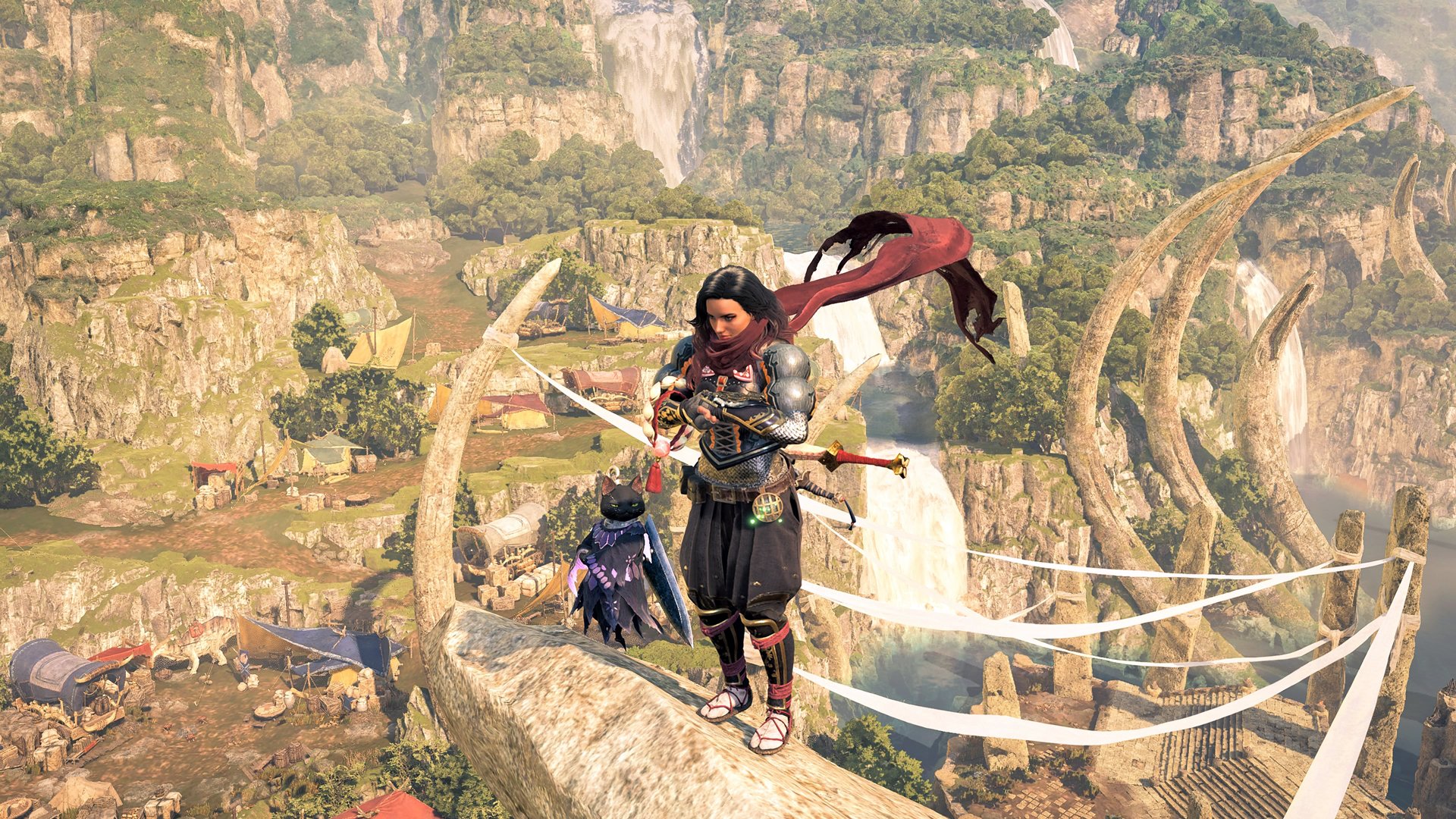 A hunter poses while wearing the Sealed Dragon Cloth scarf.