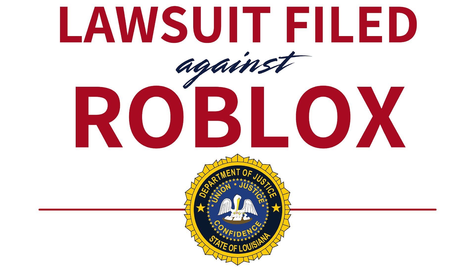A very silly graphic stating LAWSUIT FILED AGAINST ROBLOX.